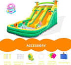 20FT Oxford Inflatable Water Slide Waterslides for Kids and Adults Rainforest Style Water Slide Bounce House and Swimming Pool Wet Dry Use Summer Fun Water Park for Outdoor-Including Blower