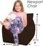 Posh Creations Structured Comfy Bean Bag Chair for Gaming, Reading, and Watching TV, Newport Chair, Microsuede - Chocolate