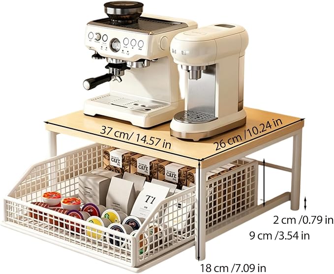 Sakerplus Coffee Pod Holder with Drawers (White) | Coffee Pod Organizer and Coffee Pod Storage for Countertop, Metal Basket Coffee Pod Drawer Organizer for Kitchen, Office