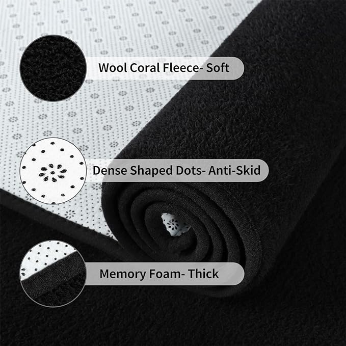 Area Rugs for Bedroom Living Room, 5x8 Black Super Soft Comfy Thickened Memory-Foam Indoor Carpets, Modern Aesthetic Minimalist Carpet for Boys Girls Adults Apartment Nursery Home Décor