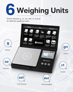 MAXUS Digital Pocket Gram Scale 500g x 0.01g High Precision with Tray, Weighs Small Food, Jewelry, Ounces, Grains, LCD Display, Tare Function