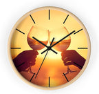 Mozingo ~ Wine Clock for Kitchen Bar Wall It's Wine O'clock Silent Time Gift Home Decor Made In USA, 10" (Hour Marks - Lines, Clock Frame Color - Natural Wood, Wine Theme #05)