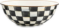 MACKENZIE-CHILDS Enamel Everyday Bowl, Serving Bowl for Entertaining, Extra-Large, Black-and-White Courtly Check, Set of 1