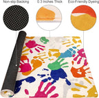 Handprints and Footprints Kids Rug for Playroom, 3'x5' Washable Colorful Nursery Rug for Boys and Girls Room, Ultra Soft Non-Slip Carpet Indoor Mat for Classroom Bedroom