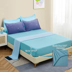 Dinjoy Girls Women Comforter Set King Size Ombre Blue Purple Rainbow Bedding Set 7 Pieces Bed in A Bag for Teen Adult (1 Comforter, 1 Flat Sheet, 1 Fitted Sheet, Pillow shams & Pillowcases)