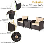 3 PCS Patio Furniture Set, Onesize, Beige