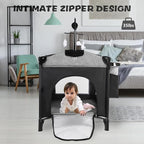 Kinder King 4 in 1 Portable Nursery Center, Foldable Baby Bedside Crib w/Bassinet, Infant Pack n Play Playard Toddler Large Playpen, Newborn Changing Table, Storage Basket, Side Zipper