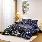 Holawakaka Stars Moon Constellation Print Comforter Set Twin Size Girls Boys Witchy Astrology Zodiac Celestial Bedding Set (Navy Blue,Twin)