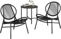 SONGMICS Patio Furniture Set 3 Pieces, Garden Bistro Set, Acapulco Chairs, Outdoor Seating, Side Table and 2 Chairs, Indoor and Outdoor Conversation Set, Balcony Porch, Ink Black UGGF021B01
