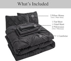 LANE LINEN California King Comforter Set, 7 Piece Cal King Bed in a Bag, Pintuck Cal King Bedding Set, Soft Cali King Bed Set, Cal King Bedding Comforter Sets with Sheets, Pillowcases & Shams - Grey