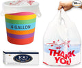 4 Gallon Small Trash Bags with Handles – 100 Count, 11" x 21" Plastic Garbage Bags for Home, Kitchen, Office, Bathroom – Thank You T-Shirt Style Bags for Small Business, Takeout, Grocery Use