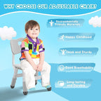 Kids Chair Height Adjustable Toddler Chair Max Load 220LBS Plastic Indoor Outdoor Chair for Children Age 1-6 School Home Daycare Use Grey