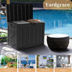 50 Gallon Heavy Duty Outdoor Deck Box with Lockable Lid, All Weather Waterproof Storage for Patio Cushions, Pool Toys, Garden Tools - Rust-Proof Resin Design (Black)