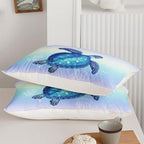 Turtle Comforter Twin Size,Ocean Comforter Set for Kids Teens Girls Boys,3Pcs Bedding Set Printed Comforter with 2 Pillowcases,Down Alternative,Soft and Lightweight(Blue，Twin Size)