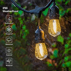 Svater Outdoor Led String Lights 50FT, Patio Lights with 16pcs S14 Shatterproof Bulbs, 1 Watt E26 Dimmable 2700K Warm White, IP65 Waterproof, Commercial Grade Light