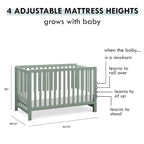 Carter's by DaVinci Colby 4-in-1 Low-Profile Convertible Crib in Light Sage, Greenguard Gold Certified