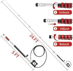 24 FT Telescoping Pressure Washer Wand - Gutter Cleaner Attachment with Power Washer Extension Wands, 7 Spray Nozzle Tips, 3 Hose Adapters, Brush and Support Belt