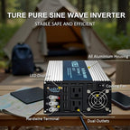 WZRELB 2500W Pure Sine Wave Inverter, Car Power Inverter 48V DC to 110V 120V AC Converter for RV, Truck, Solar, Outdoor with Dual AC Outlets, Hardwire Port, Surge 5000W, LED Display,Off-Grid
