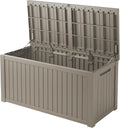 200 Gallon Waterproof Large Resin Deck Box Indoor/Outdoor Lockable Storage Container and Seating for Garden, Pool, and Patio (200 Gallon, Grey)