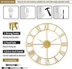 Large Wall Clock for Living Room Decor - 47cm/ 18 Inches Silent Non-Ticking Metal Wall Clocks Battery Operated, Vintage Decorative Modern Wall Clock for Bedroom, Office, Farmhouse Decor