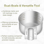 2PCS 1/2Cup (120ml, 4oz) Single Measuring Cup, Etched Inner Scale Stainless Steel Measure Scoop, Metric and US Measurement, Dishwasher Safe