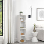 ECYIL Double Layered Independent Storage Rack, Full Circular Color Blocking Bookshelf, Suitable for Home, Office, Living Room, etc (white)