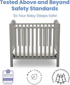 Delta Children Emery Mini Convertible Baby Crib with 2.75-inch Mattress, Grey