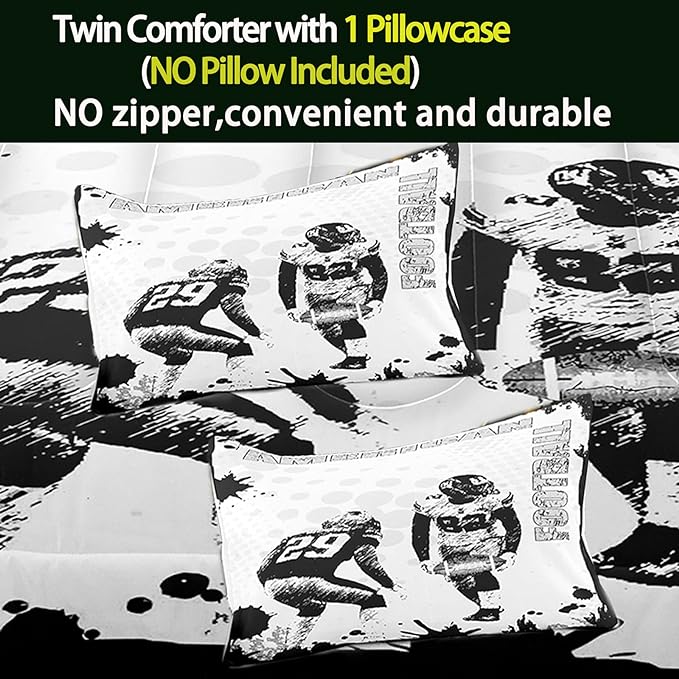 Bodhi Football Comforter Set Twin for Boys Kids American Football Bedding Set Sport Football Player Comforter,American Football Comforter with Pillowcase,Football Quilt,Twin Size #4002