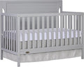 Cape Cod 5-In-1 Convertible Crib In Pebble Grey, Greenguard Gold And JPMA Certified, Built Of Sustainable New Zealand Pinewood, 3 Mattress Height Positions