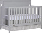 Cape Cod 5-In-1 Convertible Crib In Pebble Grey, Greenguard Gold And JPMA Certified, Built Of Sustainable New Zealand Pinewood, 3 Mattress Height Positions