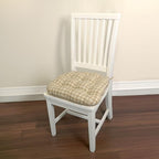 Barnett Home Decor Dining Chair Pad with Ties Montgomery Natural Beige Plaid - Size Medium 16.5 x 18 16.5 x 18 - Latex Foam Fill Cushion, Reversible, Machine Washable - Neutral Tan Tartan