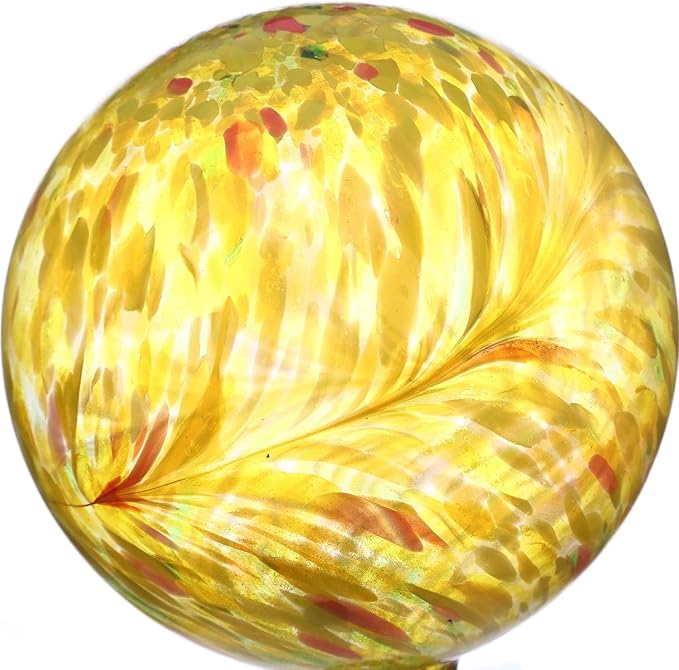 Gazing Ball 10 inch Colorful Glass Gazing Ball for Garden Decor, Indoor Outdoor Glass Gazing Globe Yard Decoration, Yellow