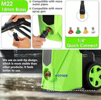 Pressure Cleaner 5000 PSI 2.8 GPM High Power Cleaners with 33ft Pressure Hose, 4 Nozzle and Foam Cannon, for Home, Cars, Fences, Patio (Green)