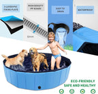 Foldable Dog Pool, 63" x 12" Kiddie Pool with Hard Plastic, Non-Slip Dog Bath Tub for Outdoor Backyard, Collapsible Dog Swimming Pool for Kids Dogs Pets (Blue)