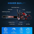 62cc Gas Chainsaw, 20 Inch 16Inch Chain Saw, Gas Powered Chainsaws, 2-Stroke 3.5-HP Gasoline Power Chain Saws with Automatic Oiler for for Wood Cutting and Tree Trimming, Easy-Start, Black