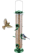 Bird Feeders for Outdoors Hanging,Finch Feeders for Outside,Chew-Proof Hanging Bird Feeder,Rust-Proof Birdfeeder,Squirrel Proof 6 Ports Metal Bird Feeder,14 Inch,1 Pack,Green
