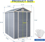 JT 4×6ft Resin Outdoor Storage Shed,Outdoor Storage Shed with Floor & Window to Store Patio Furniture, Garden Tools Bike Accessories, Beach Chairs and Lawn Mower. (4ft×6ft)