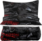 Tailor Shop Gaming Comforter Set Twin Size for Boys, Black Camouflage Gamer Bedding Sets for Boys Kids Teenage, All Season 2 Piece Gaming Bed Set with 1 Comforter and 1 Matching Pillowcase