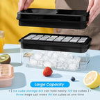 1.0" Ice Cube Trays for Freezer, PHINOX Ice Tray, 3-Tier(32Cubes/Tier)Black