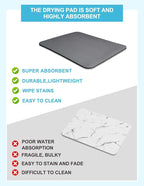 Dish Drying Mat for Kitchen Counter, 17x31.5 Pad with Rubber Backed (Grey) | Hide Stain Anti Absorbent for Kitchen Counter, Non-slip Drying Mat for Coffee Machine Dish Rack