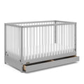Graco Teddi 5-in-1 Convertible Crib with Drawer (Pebble Gray with White) – GREENGUARD Gold Certified, Crib with Drawer Combo, Full-Size Nursery Storage Drawer, Converts to Toddler Bed