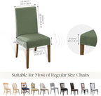 MOSAYT 100% Waterproof Dining Room Chair Covers Set of 2, Super Fit Stretch Jacquard Parson Chairs Slipcovers Removable Washable Chair Seat Protectors for Home, Kitchen, Banquet (Green)