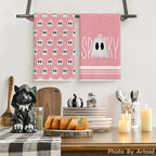 Artoid Mode Pink Ghost Halloween Kitchen Towels Set of 2 18x26 Inch | Spooky Bow Knot Hand & Dish Towels,Ultra Absorbent,Seasonal Farmhouse Decoration