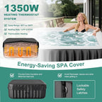 DoCred 2-4 Person Inflatable Hot Tub, 60" X 60" X 25" Square Portable Hot Tub with 120 Bubble Jets, Large Outdoor Spa Blow Up Bathtub Set with Heater Pump, Insulated Cover and Filter
