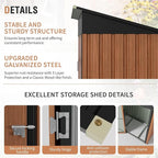 5x3 Ft Storage Shed, Outdoor Metal Shed with Floor Base& Lock, Small Lean to Shed, Compact Vertical Outside Bike Tiny House for Garden, Backyard, Patio, Tool