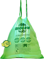 10-13 Gallon Compostable Trash Bags Drawstring 30 Bags Heavy Duty Extra Thick 1 Mil 49.21 Liter Biodegradable Trash Bags Compost Bags Green for Kitchen ASTM D6400 US BPI and OK Compost Home Certified