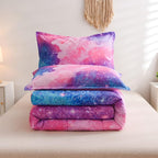 A Nice Night Galaxy Bedding Sets Outer Space Comforter 3D Printed Space Quilt Set Queen Size Glitter Pink Color,for Children Boy Girl Teen Kids