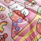 Kawaii Bear Comforter Queen,Pink Bear Comforter Set for Kids Teens Girls,3Pcs Bedding Set Printed Comforter with 2 Pillowcases,Down Alternative,Soft and Lightweight，Queen Size