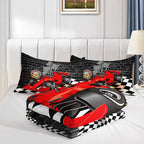 Axolotl Race Car Comforter Set Twin Size,Extreme Sports Bedding Set for Boys Teens Kids Girls Room Decor,Cool Speed Car Quilt Bed Set with 1 Comforter 2 Pillowcases Car Racing Gifts,Black Red