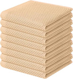 Homaxy 100% Cotton Waffle Weave Kitchen Dish Cloths 8-Pack, Apricot | 12 x 12 Inches, Ultra Soft Absorbent Dish Towels, Quick Drying Dish Rags with Hanging Loop